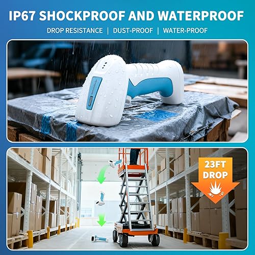 Miniatura 7 de NetumScan Escáner de código de barras industrial QR 2D, IP67 impermeable a prueba de golpes, batería de 2600 mAh, con base de carga, escaneo