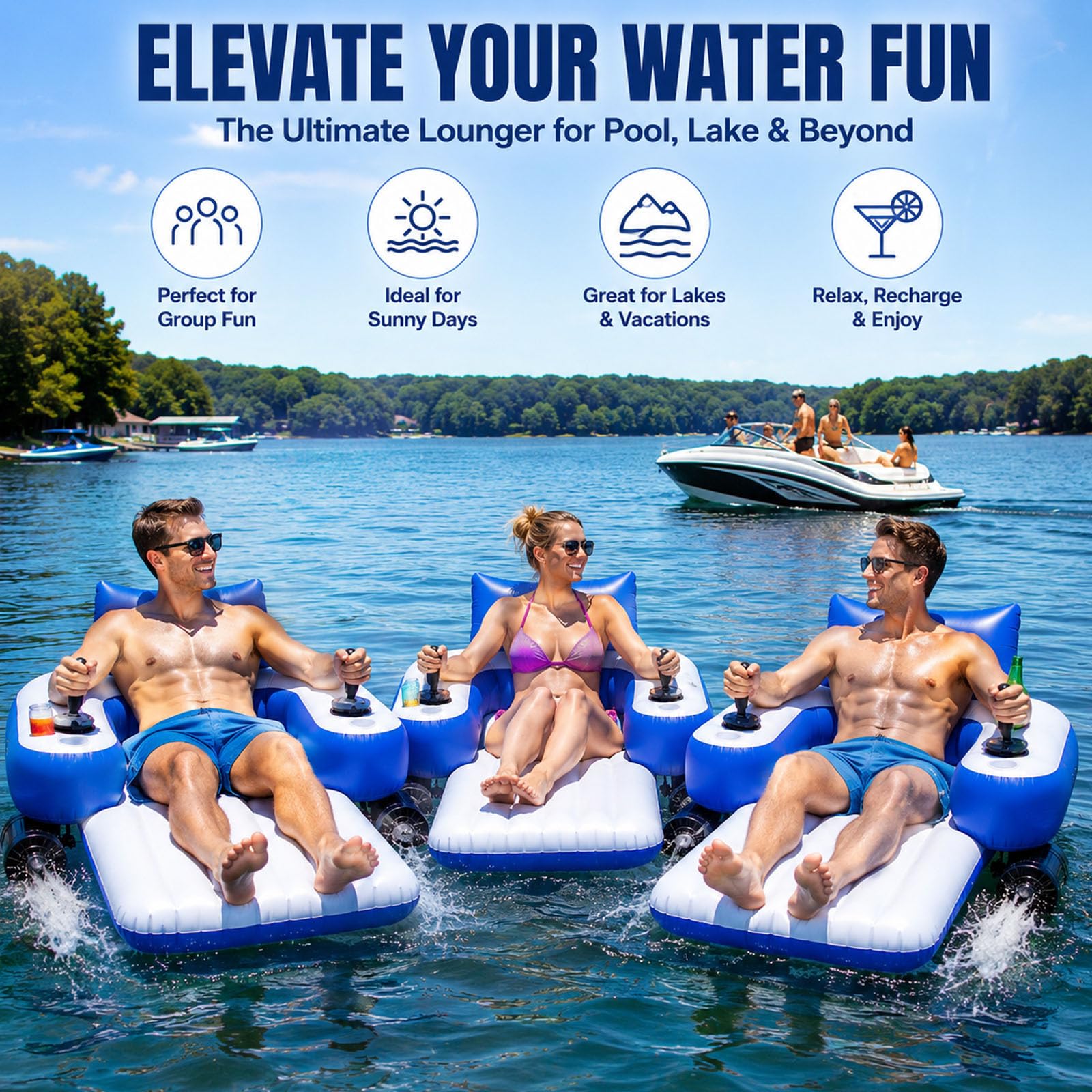 Flotador de Piscina motorizado para Adultos - Motores Dobles Recargables