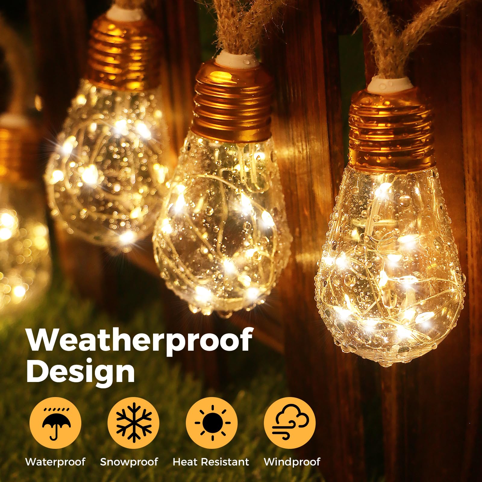 btfarm 2 Stück LED Lichterkette Außen mit Fernbedienung, 9M Vintage Lichterkette Strom Outdoor mit 16 Glühbirnen 8 Modi Timer Lichterketten Aussen für Balkon Garten Party Zimmer Innen Deko (Warmweiß)