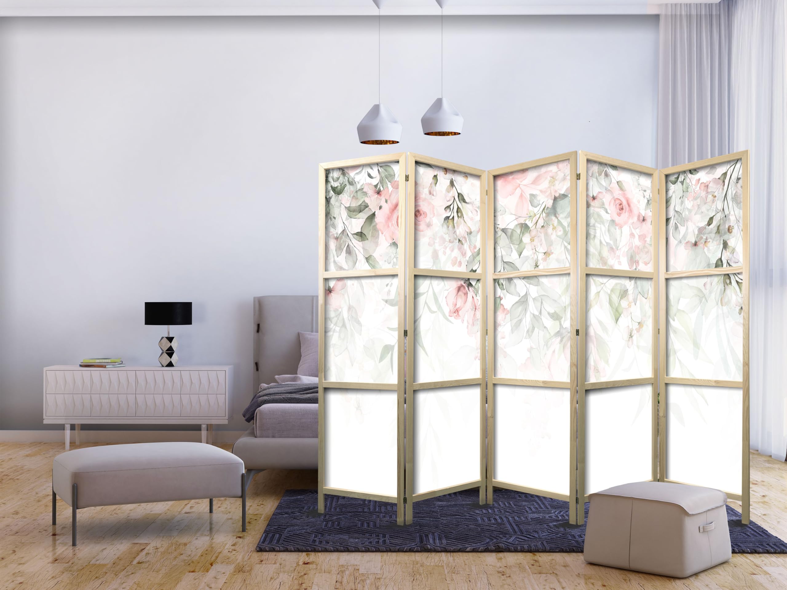 decomonkey Paravent Raumteiler Innen Weiß Orient 135x171 cm 3 Teilig Room Divider