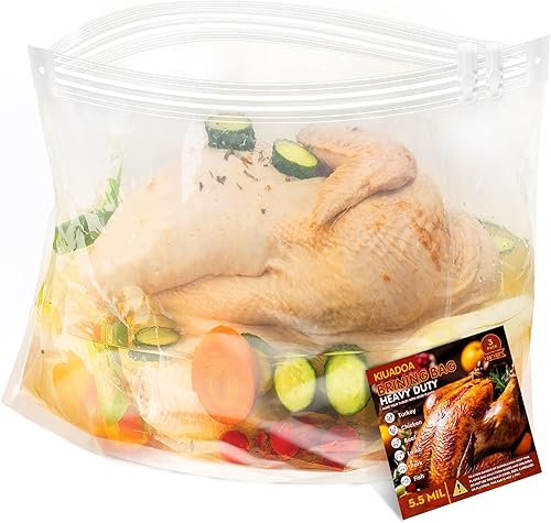 Miniatura 8 de Bolsas de salmuera para pavo, paquete de 3, 26 x 22 pulgadas, bolsa de salmuera extra grande con capacidad para hasta 35 libras, bolsa de salmuera