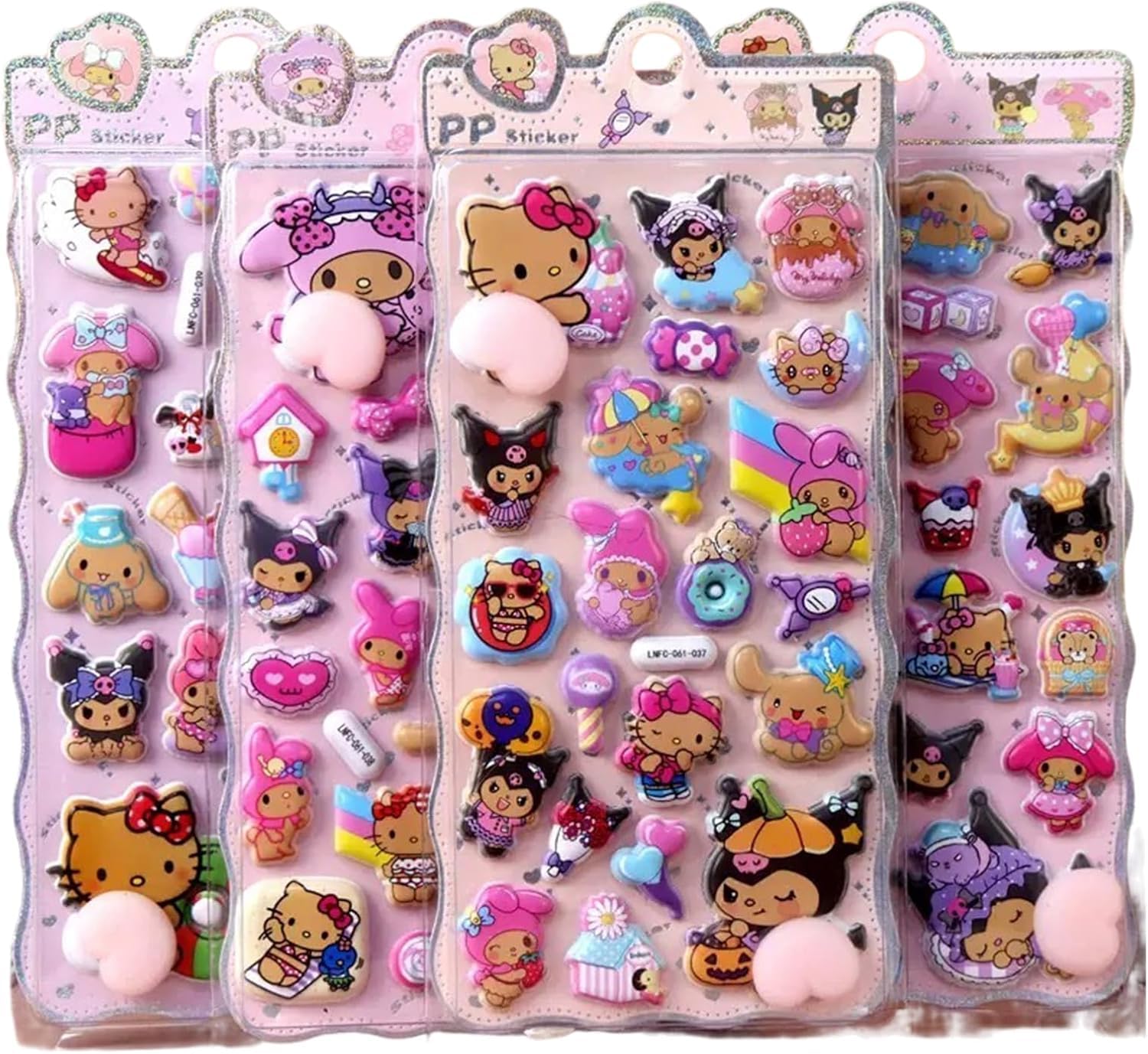 YAYAMIYA [4枚セット]3dシール 立体シール ぷくぷくぷっくり かわいい 立体 おしゃれ デコシール ごほうび 子供 貼り付け可能 贈り物 手帳 携帯 女の子 DIY用 手帳用 水筒・スマホケース・アルバム飾り用 貼り付け可能 (Sanrio-4枚セット)