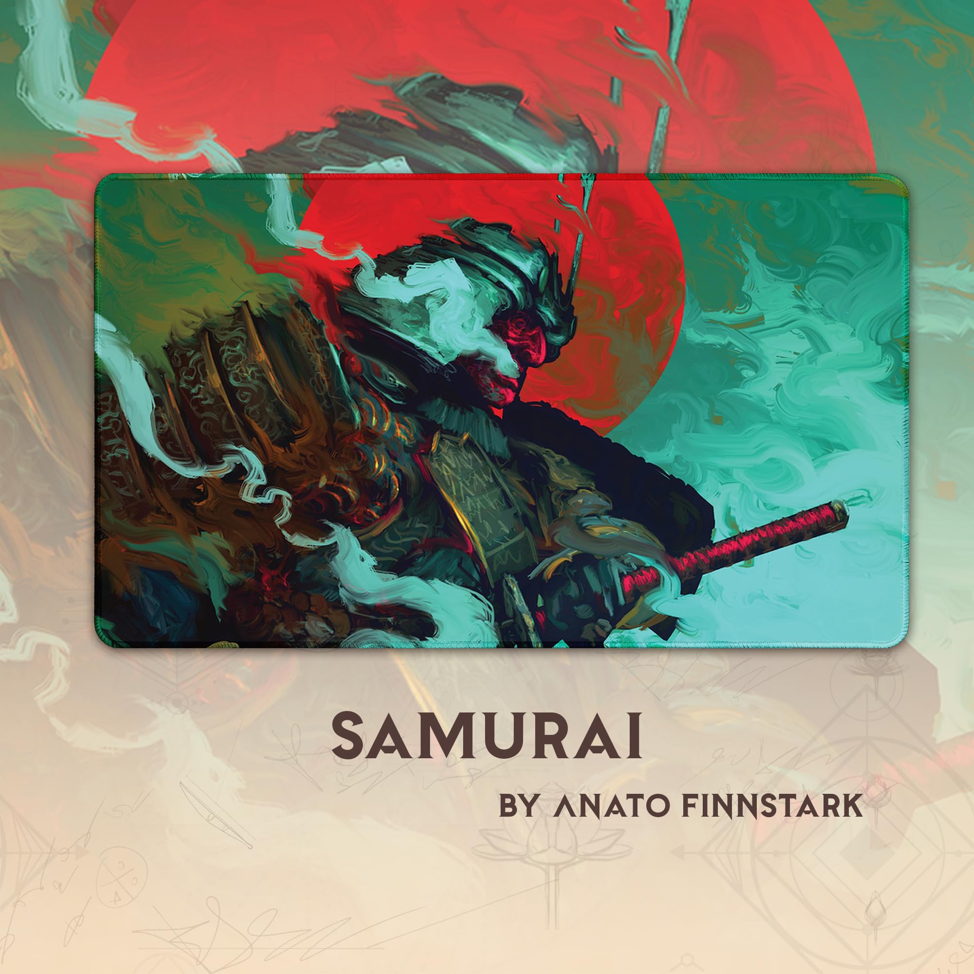 Samurai (Bordi cuciti) - Tappetino da Gioco MTG - Compatibile con Tappetino da Gioco Magic The Gathering - Gioca a MTG, YuGiOh, TCG - Disegni Originali