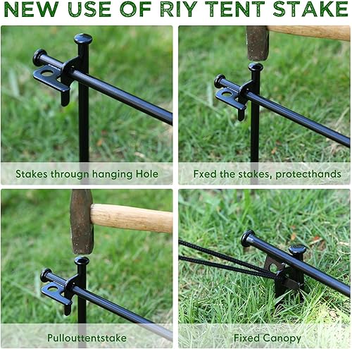 Miniatura 4 de Blulu 24 estacas de metal de acero resistente para tienda de campaña de 81216 pulgadas, estacas de metal irrompibles e inflexibles, estacas de