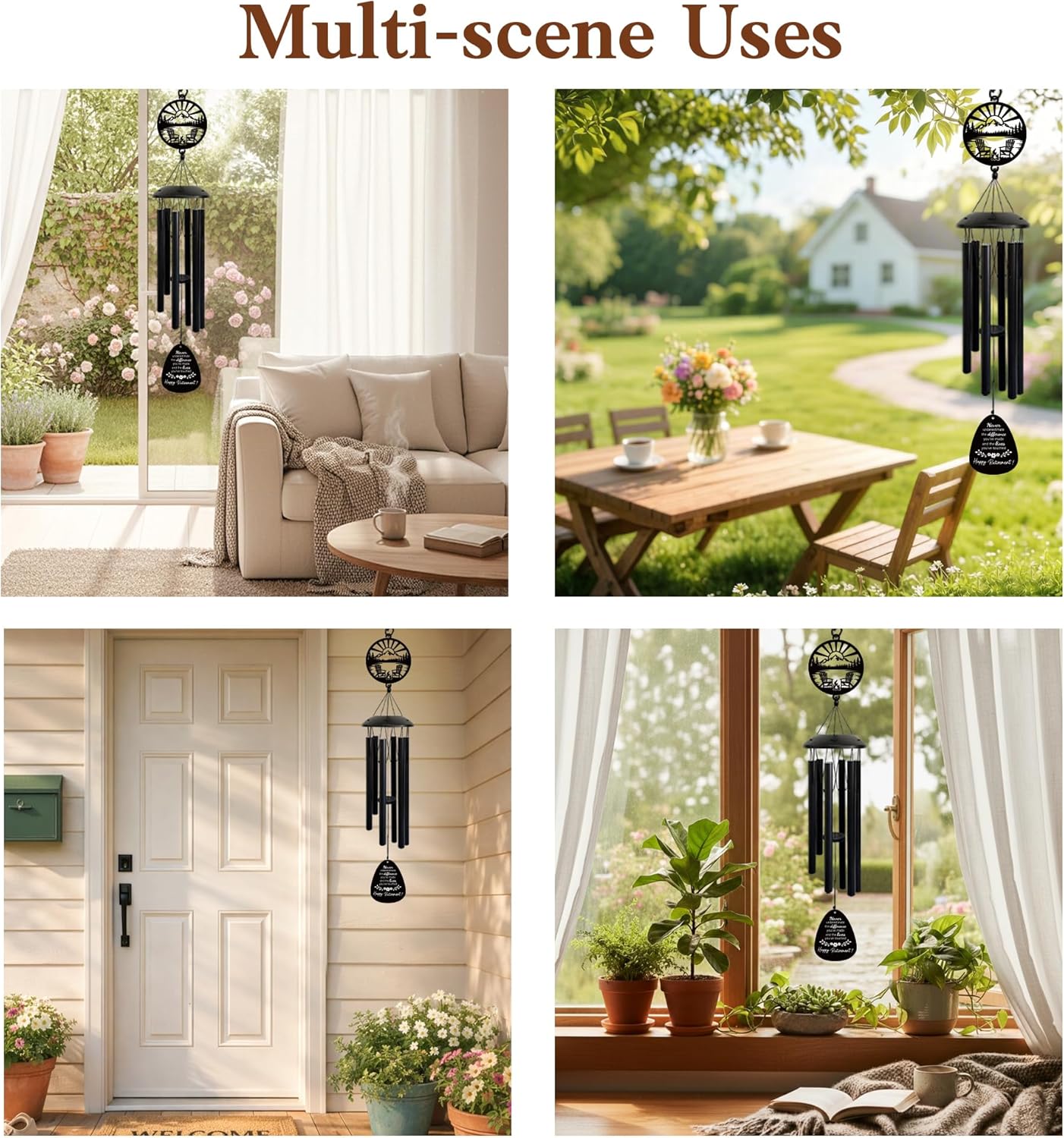 Retirement Wind Chimes Gift for Women Men, Happy Retirement Wind Chimes for Coworkers, Colleagues, Boss, Teachers, Nurses Friends, Going Away Retirement Decor