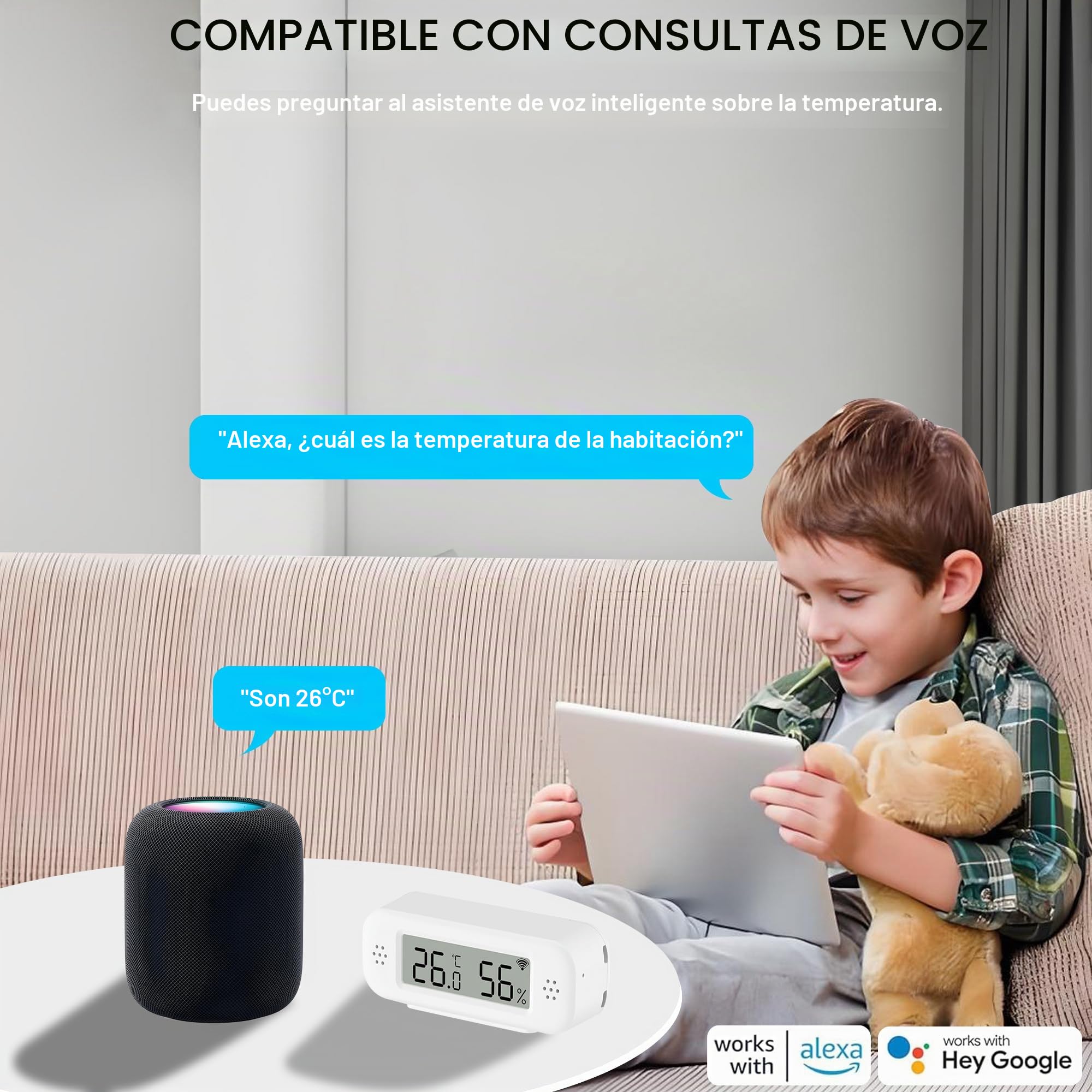 Termómetro higrómetro WiFi para interiores, sensor de temperatura inteligente, temperatura y humedad digitales con monitor de app, compatible con Alexa, para dormitorio, invernadero, bodega. 4PCS