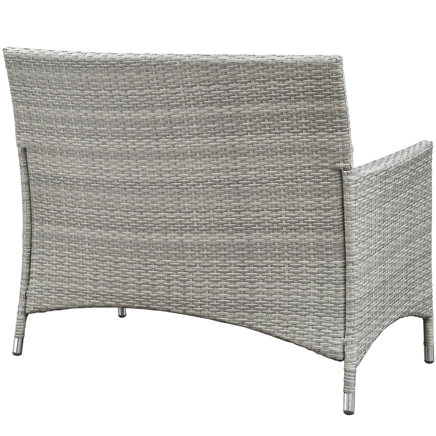 Juego de muebles de patio al aire libre de 4 piezas de mimbre Bridge en gris claro gris 7