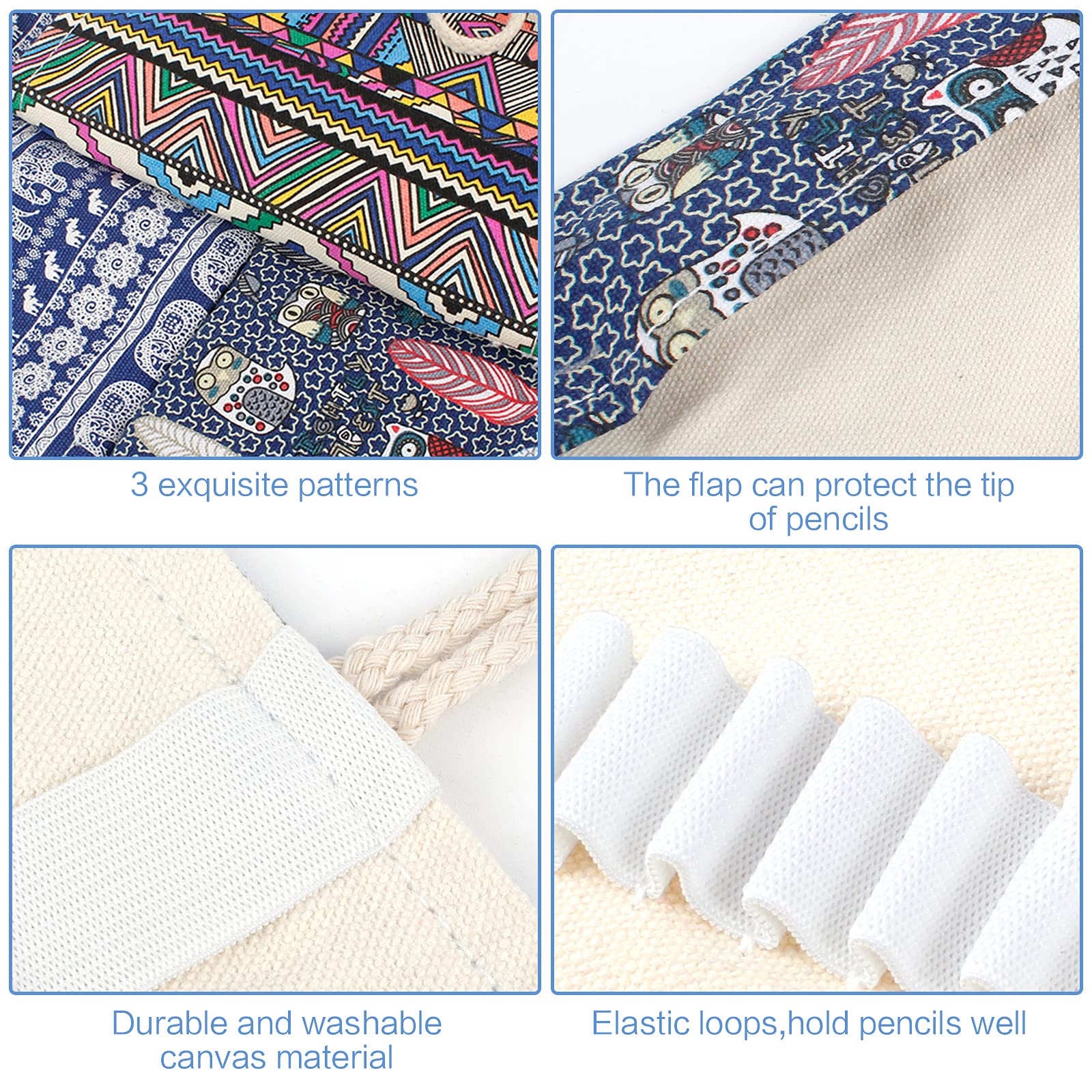 2 Pezzi Astucci Portamatite Arrotolabili In Tela - Per 36 Matite, Ideale Per Artisti E Studenti - Foto 7