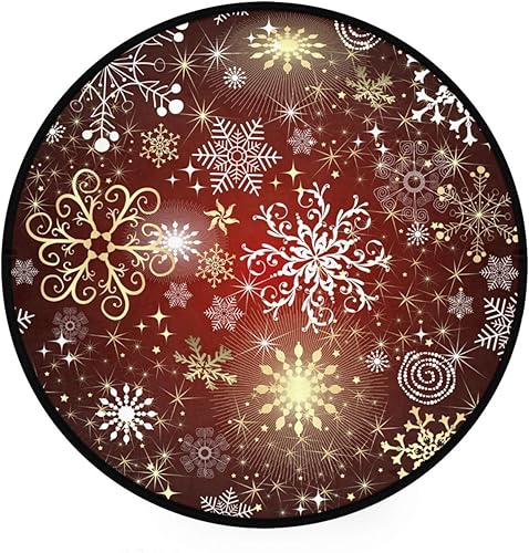 Miniatura 1 de ALAZA Alfombra redonda de copos de nieve de Navidad, antideslizante, absorbente, cómoda, alfombra redonda lavable, tapete de yoga para entrada, sala