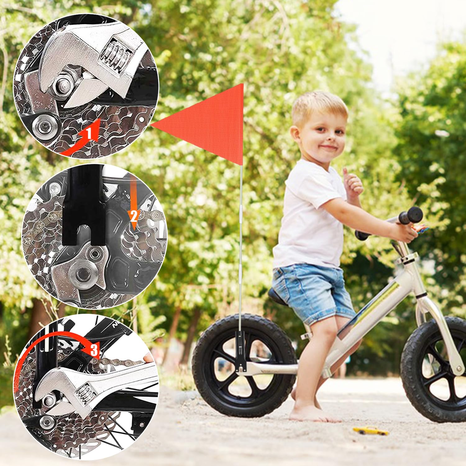 Bandiere Di Sicurezza Per Biciclette Bambini - Kit Da 3 Pezzi - Foto 6