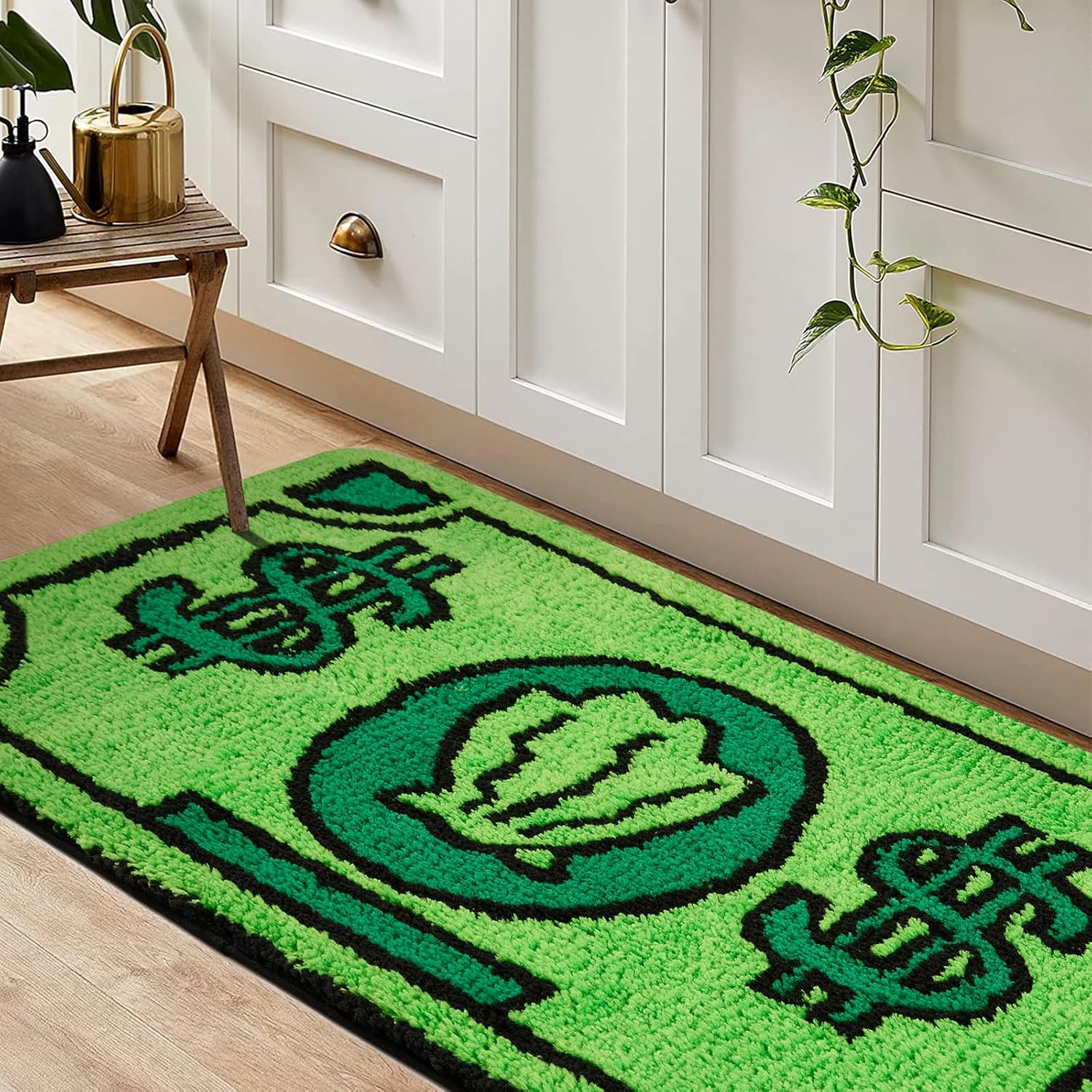 RoomTalks Cute Money Rug 3x5 Cartoon Funny Cool Small Throw Rugs for Girls Bedroom Kids Bathroom Kitchen Dorm Non Slip Machine Washable Soft Shag Accent Floor Rug, Unique Gift for Kids Girls