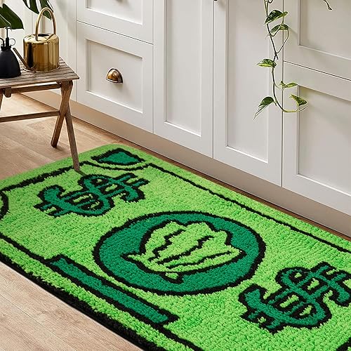 Miniatura 3 de RoomTalks Lindas alfombras verdes para dormitorio, baño, 2 x 4.3 pies, alfombra de baño extra larga, antideslizante, lavable, bohemio, costero,