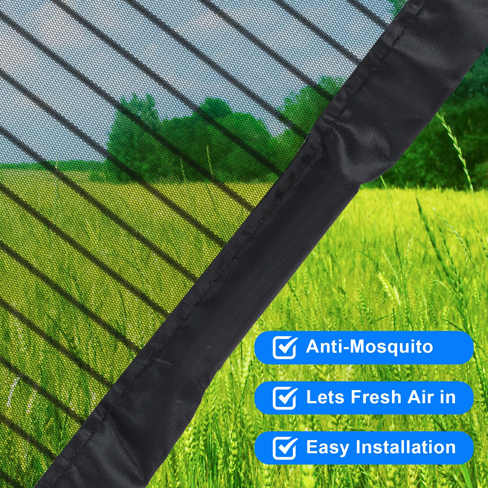 Magnetische Hordeur 230x235cm,Zelfsluitend Vliegengordijn,Anti Mosquito Fly Gordijn, Volledige Boven-naar-Onder Afdichting, Houdt Frisse Lucht Binnen, Eenvoudige Installatie, Zwart