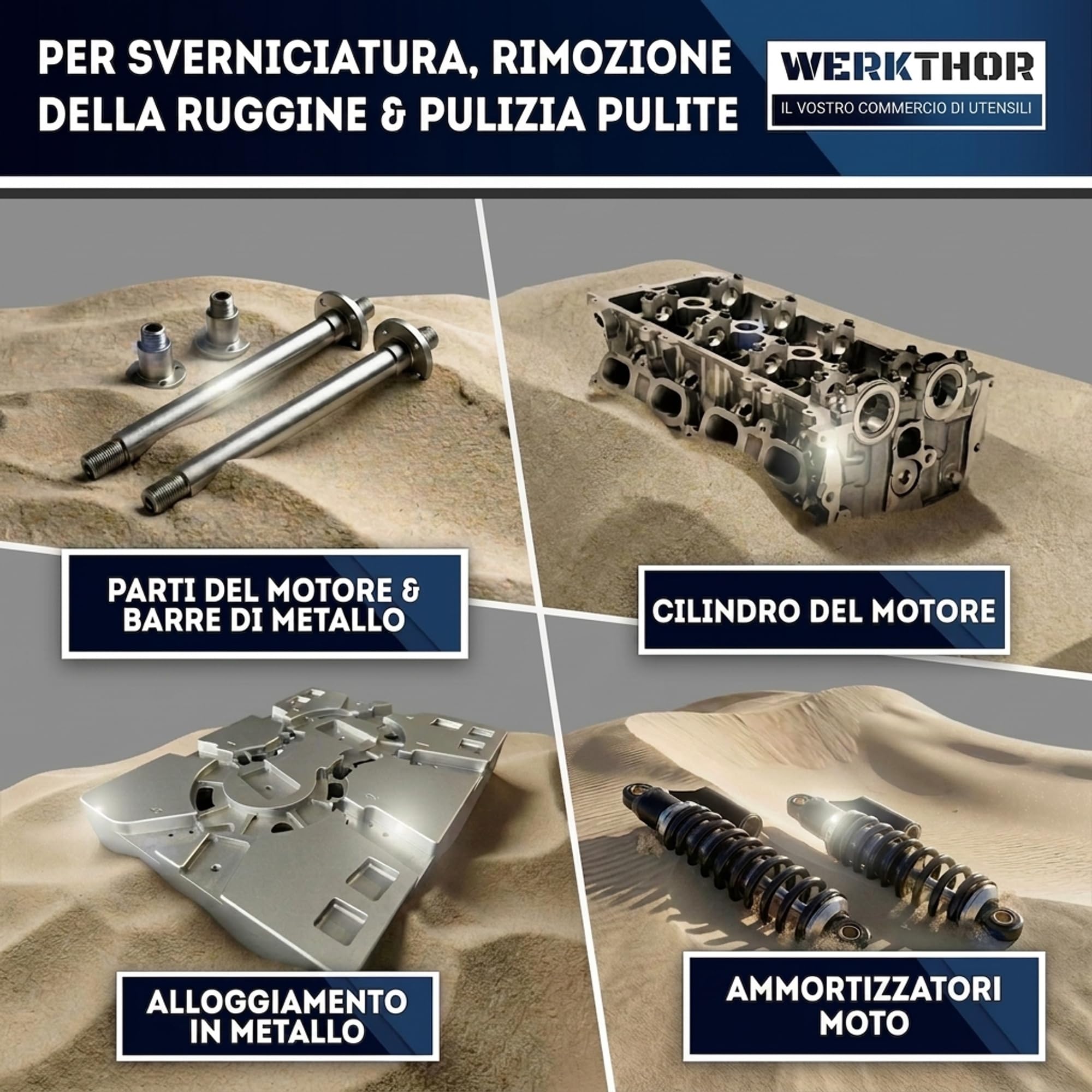 Werkthor Cabina sabbiatrice 94,8 litri – sabbiatrice per legno e metallo con pistola a getto e 4 ugelli in ceramica – sabbiatrice per trattamento – 25 galloni