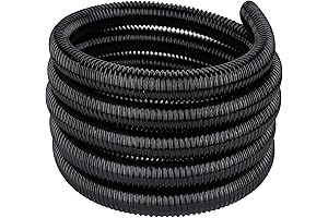 Pond Tubing 3/4" x 20ft- Black Corrugated Flexible PVC Hose, Kinkproof &...