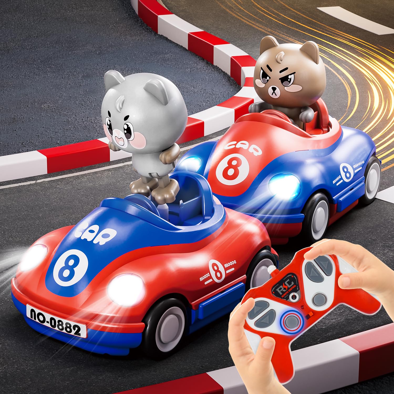 2x Ferngesteuerte Autos Ab 2 Jahre - RC Bumper Cars Mit Musik & Licht 2,4GHz