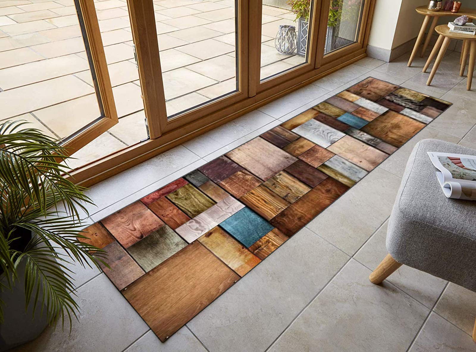 Dywan chodnik na korytarz geometryczny antypoślizgowy, chodnik kuchenny dywan poliester nadaje się do prania w korytarzu, kuchni, sypialni, salonu, szerokość 60 cm/70 cm/80 cm/90 cm/100 cm (rozmiar: 80 x 300 cm)