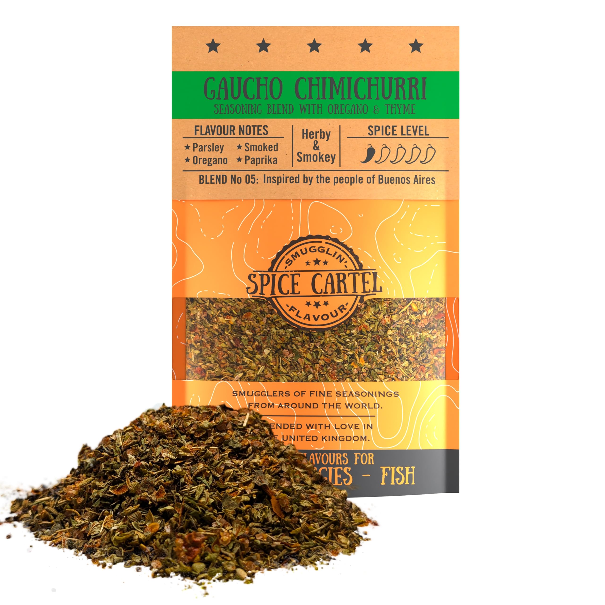 Gaucho Chimichurri. Herby Seasoning Blend For Roast Meats & Vegetables. 35g Resealable Pack Seasons 1kg+ Of Protein. Premium UK Hand Blended.