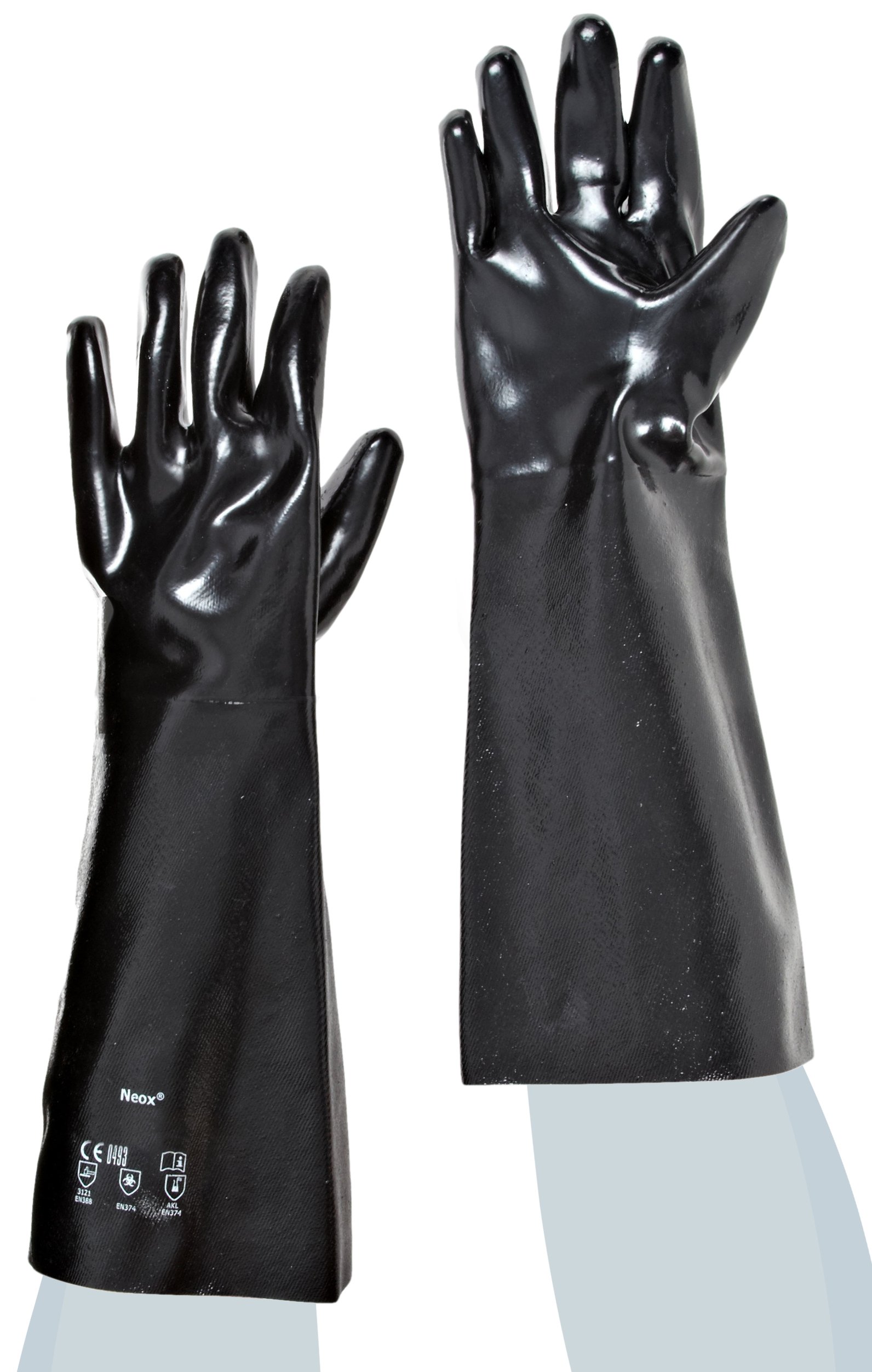 AnsellAlphaTec 09-028 Chemical Resistant Gloves, Heavy Duty Protection, Liquids, Solvents, Acids, Industrial PPE, Neoprene Glove Men Women, Black, Size XL (12 Pairs)