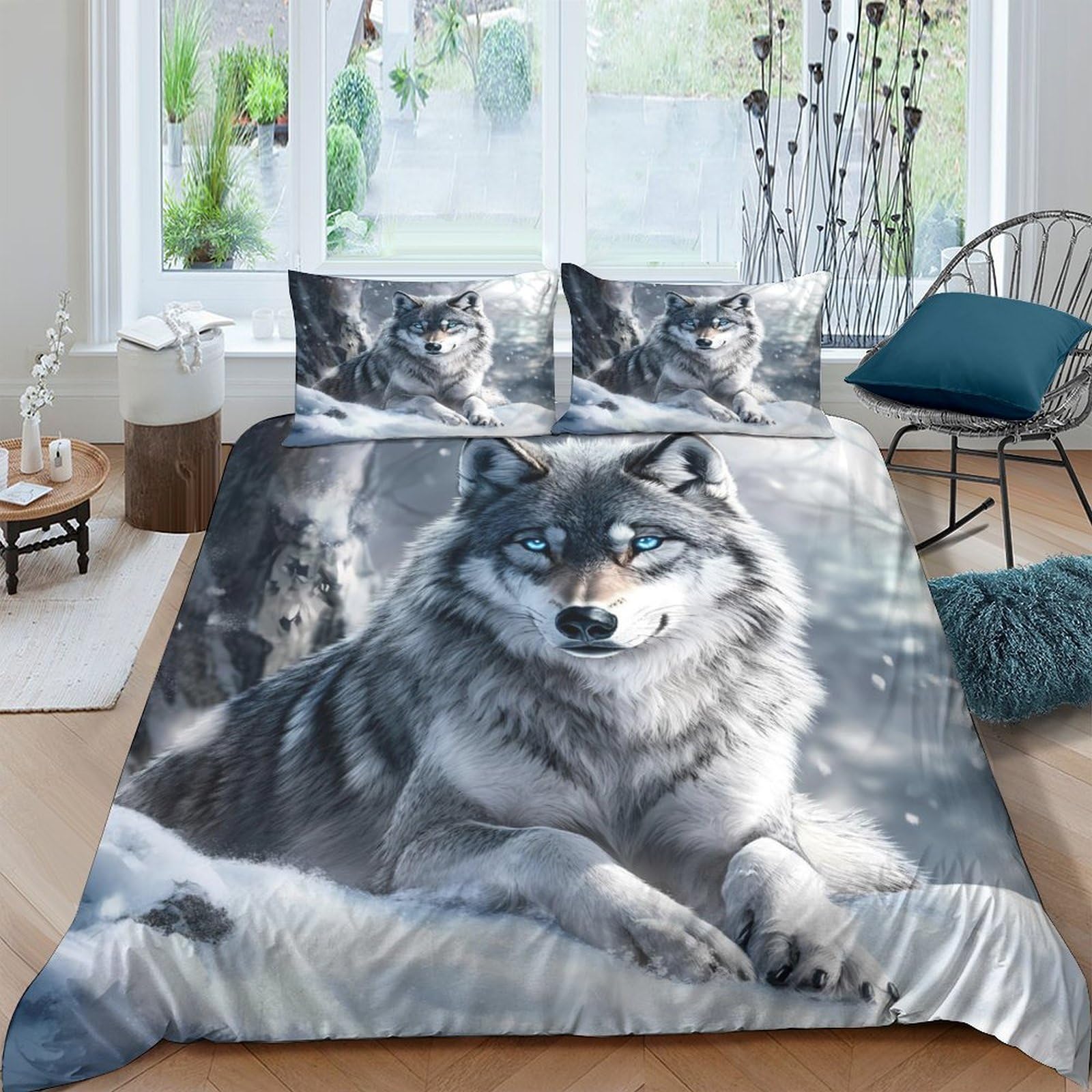 Ctjqhvkz Style-6 3D Printed Wolf Forest Fitted Sheet Microfiber Soft Breathable Snow Mountain Bed Cover For Bedroom Guest Room Mattress Protection Decor Single（135X200cm）