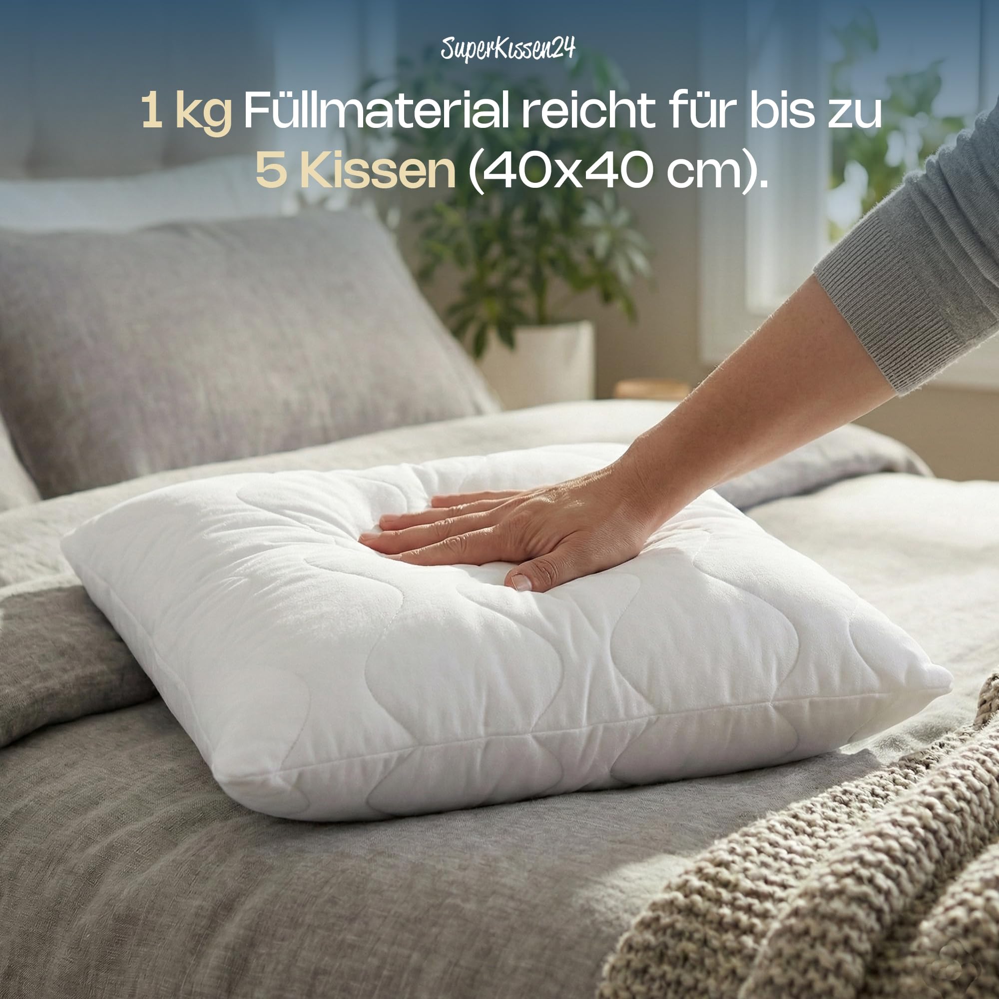 SuperKissen24. Silikon Polyester Watte - hochflauschig Kissenfüllung - Stopfwatte - Füllmaterial für Kissen - Bastelwatte - Füllwatte - 3 KG