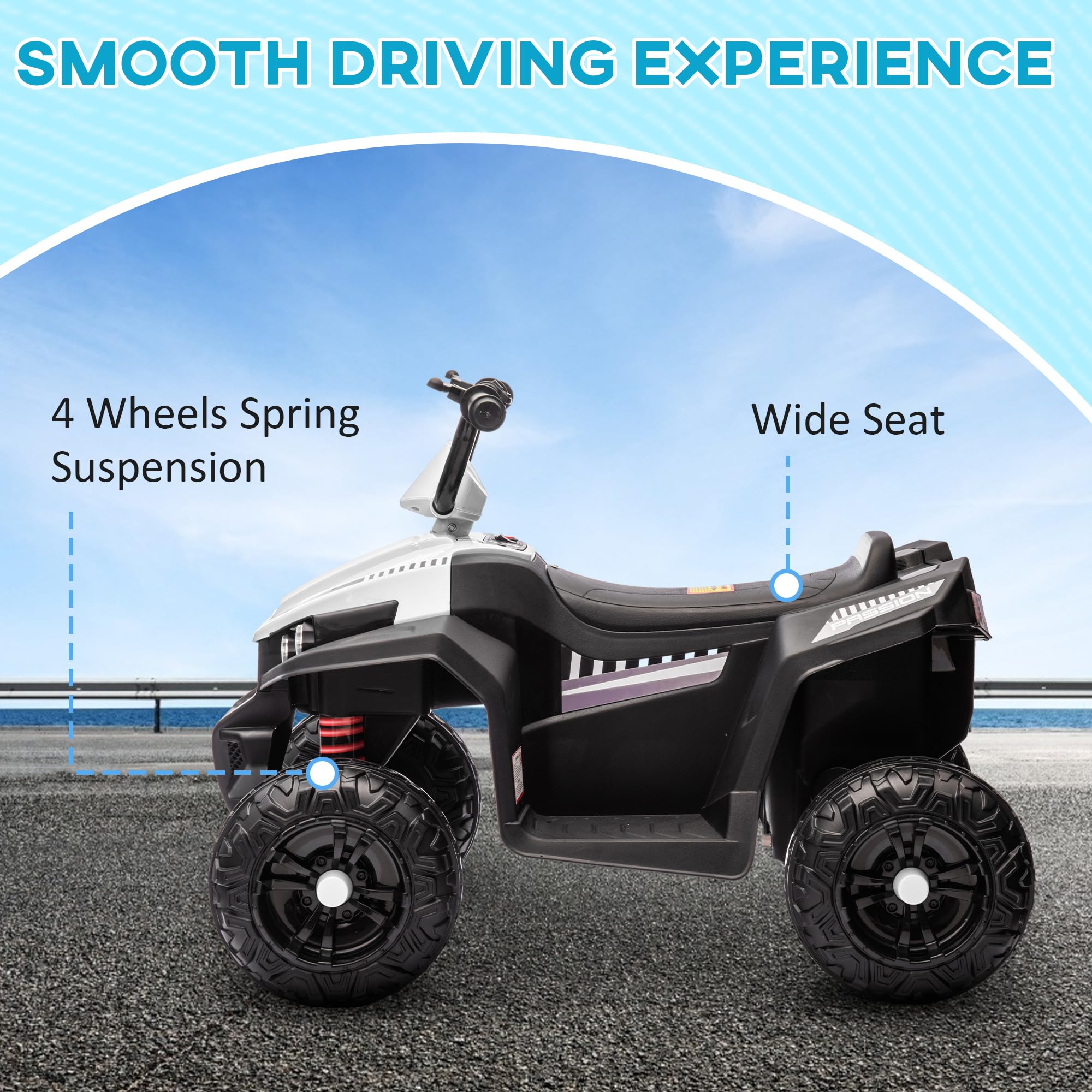 ✳︎4kidsmam✳︎ Qaba 12V Electric Car for Kids, Battery Powered Quad Kids ATV with
