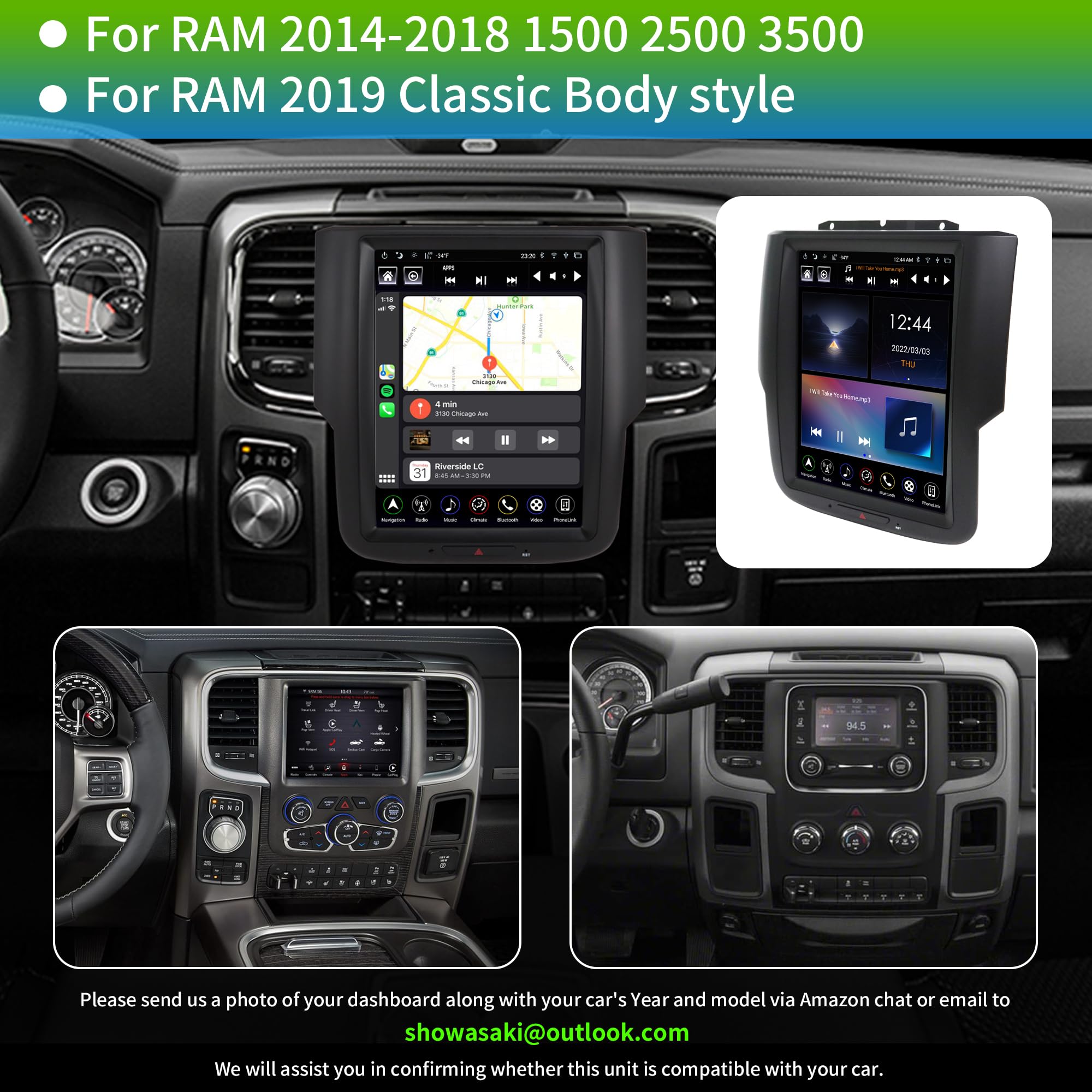 LINKSWELL GEN 5 Android Car Radio for Dodge RAM 2014-2018 Trucks 1500/2500/3500 Car Stereo 10.4 Inch Touch Screen Replacement Wireless CarPlay Bluetooth GPS Navigation Upgrade