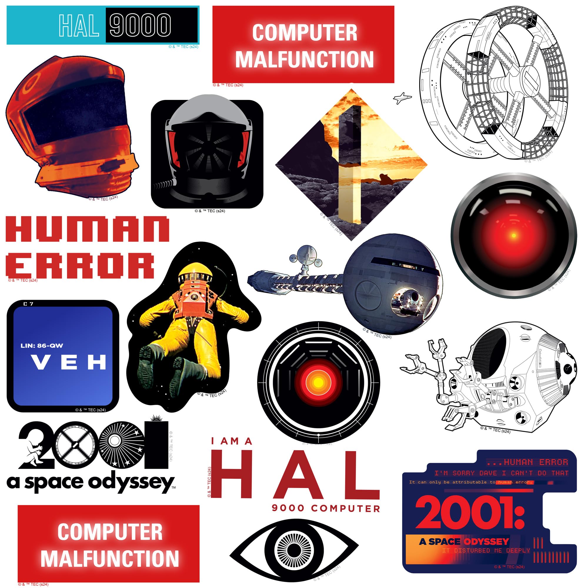 2001: A Space Odyssey Vinyl-Aufkleber, groß, 50 Stück, für Laptop, Wasserflasche, Scrapbooking, Tablet, Skateboard, drinnen und draußen