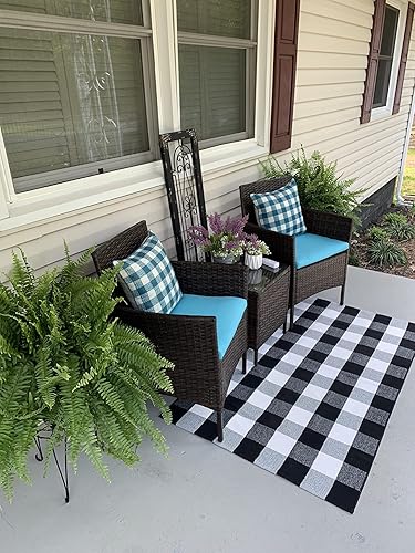 Miniatura 7 de Buffalo - Tapete de 2 x 3 pies para puerta de entrada, porche delantero, cocina, alfombra de granja de algodón, lavable a mano, tejida a mano para