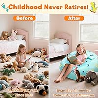 Vista 128 de Lukeight - Puf de almacenamiento de animales de peluche para niños, funda para puf de dinosaurio con cremallera para organizar la habitación