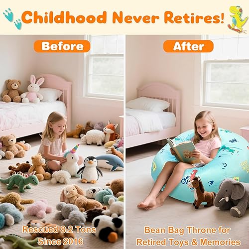 Miniatura 128 de Lukeight - Puf de almacenamiento de animales de peluche para niños, con cremallera para organizar habitaciones de niños pequeños y niños (terciopelo