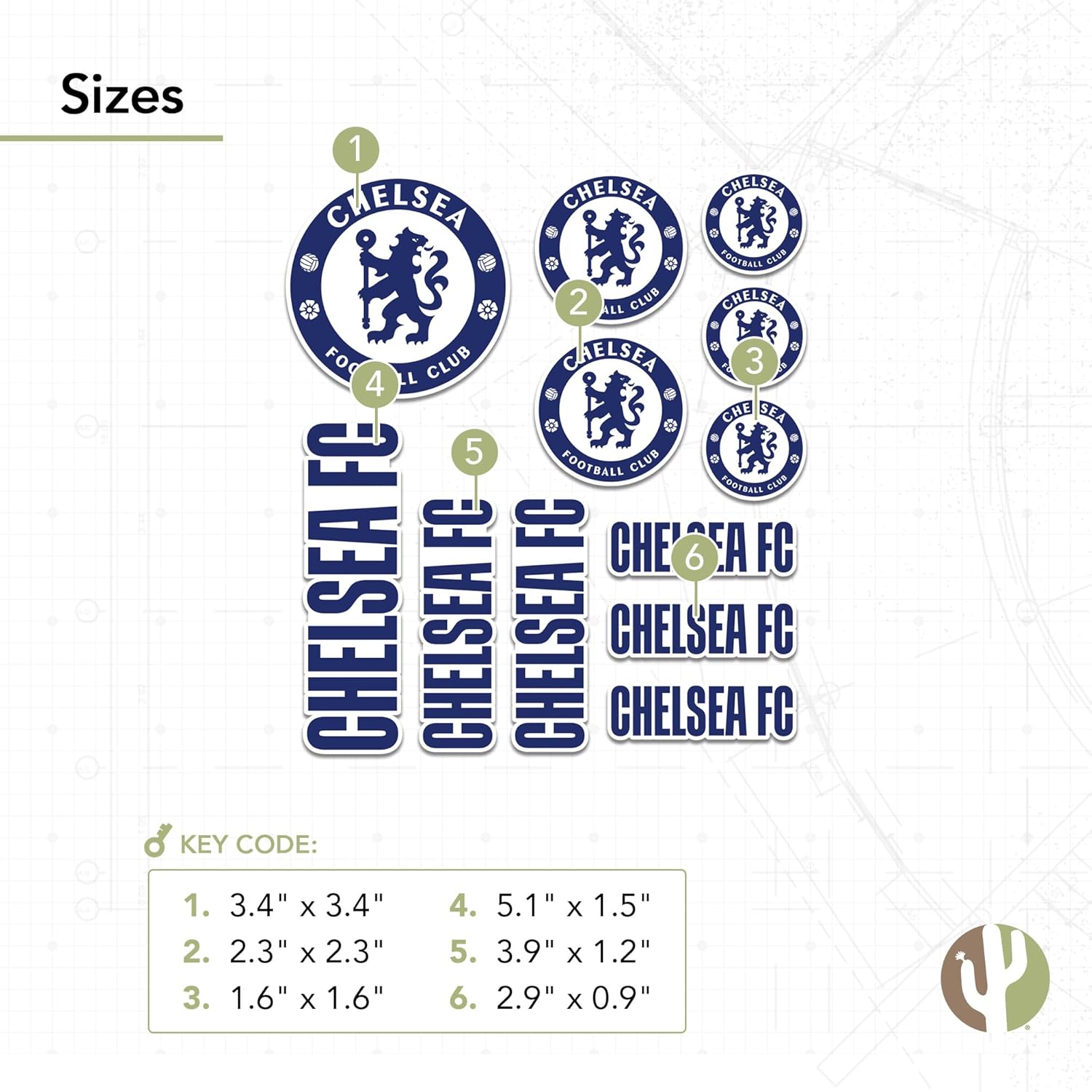 Desert Cactus Chelsea FC Sticker Decal Vinyl London Blue Lions Football Soccer Laptop Water Bottle Car Scrapbook T1 (Type 1-2)