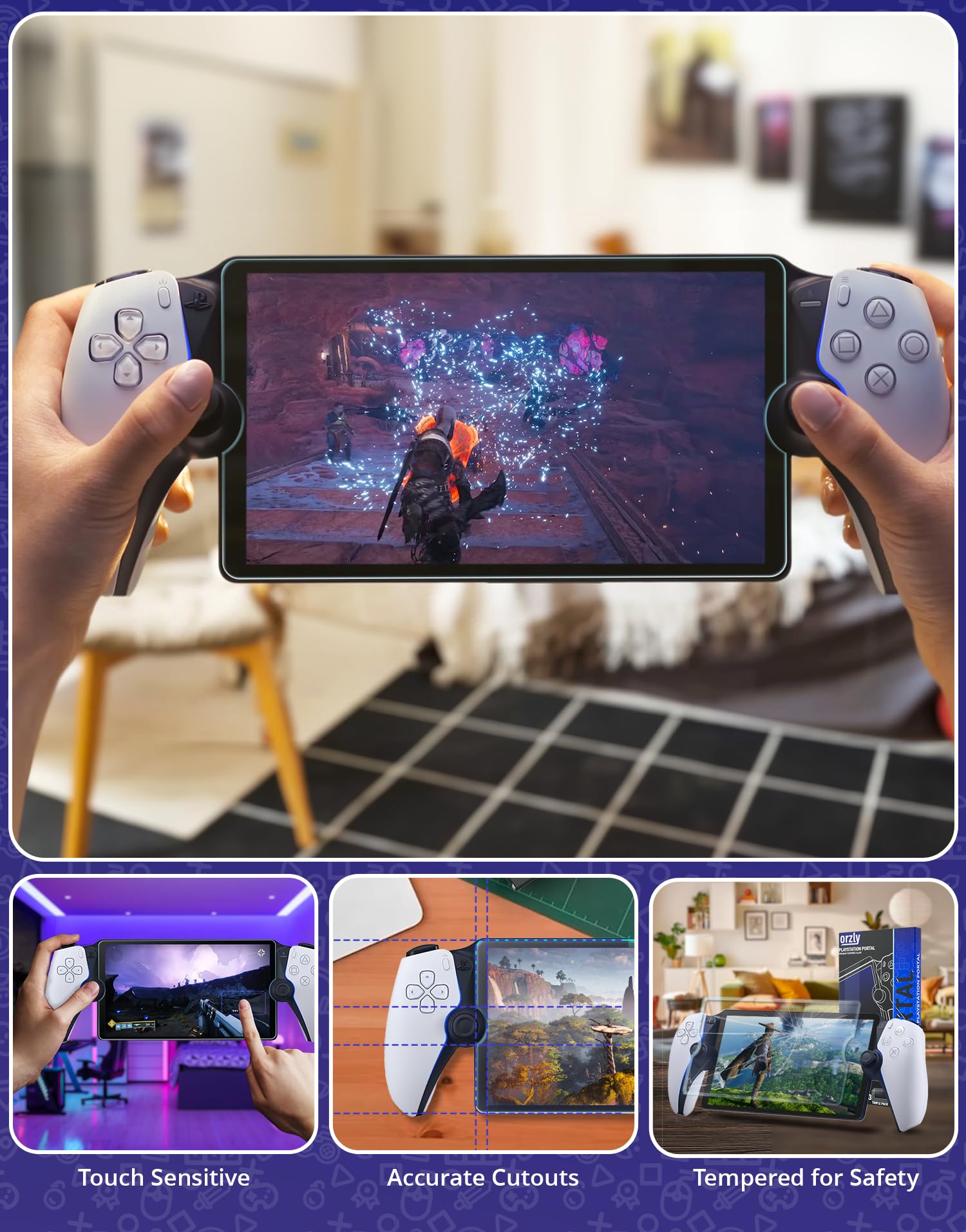 Set di accessori progettato per Playstation Portal Case e protezione dello schermo Cuffie Grip Case cavo di ricarica presa pollice e altro ancora per migliorare il gioco remoto Bianco - Confezione