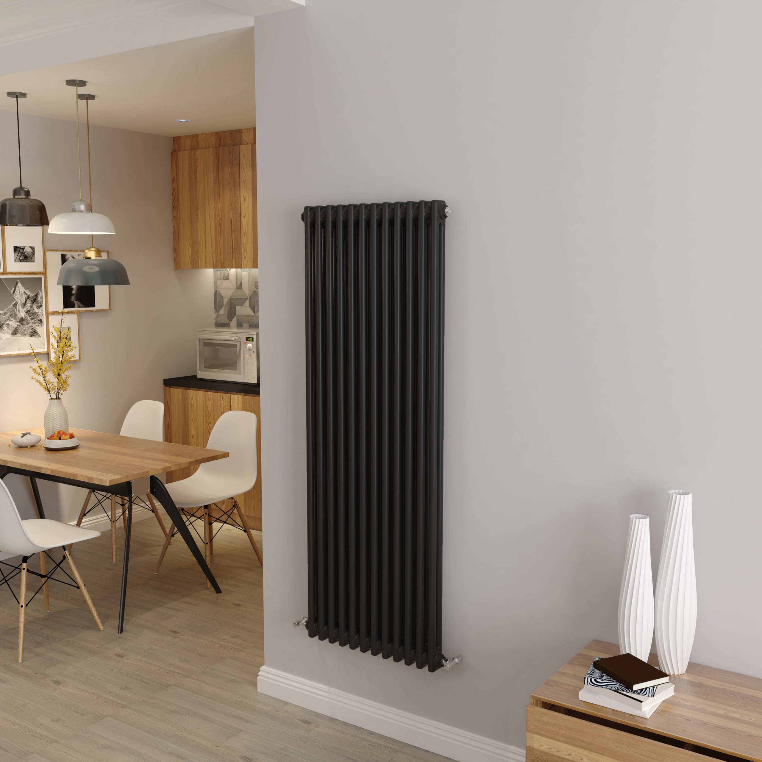 Biubiubath Black 1500x560mm Tall Cast Iron Vertical Double Column Traditional Central Heating Horizontal Radiators — image 1