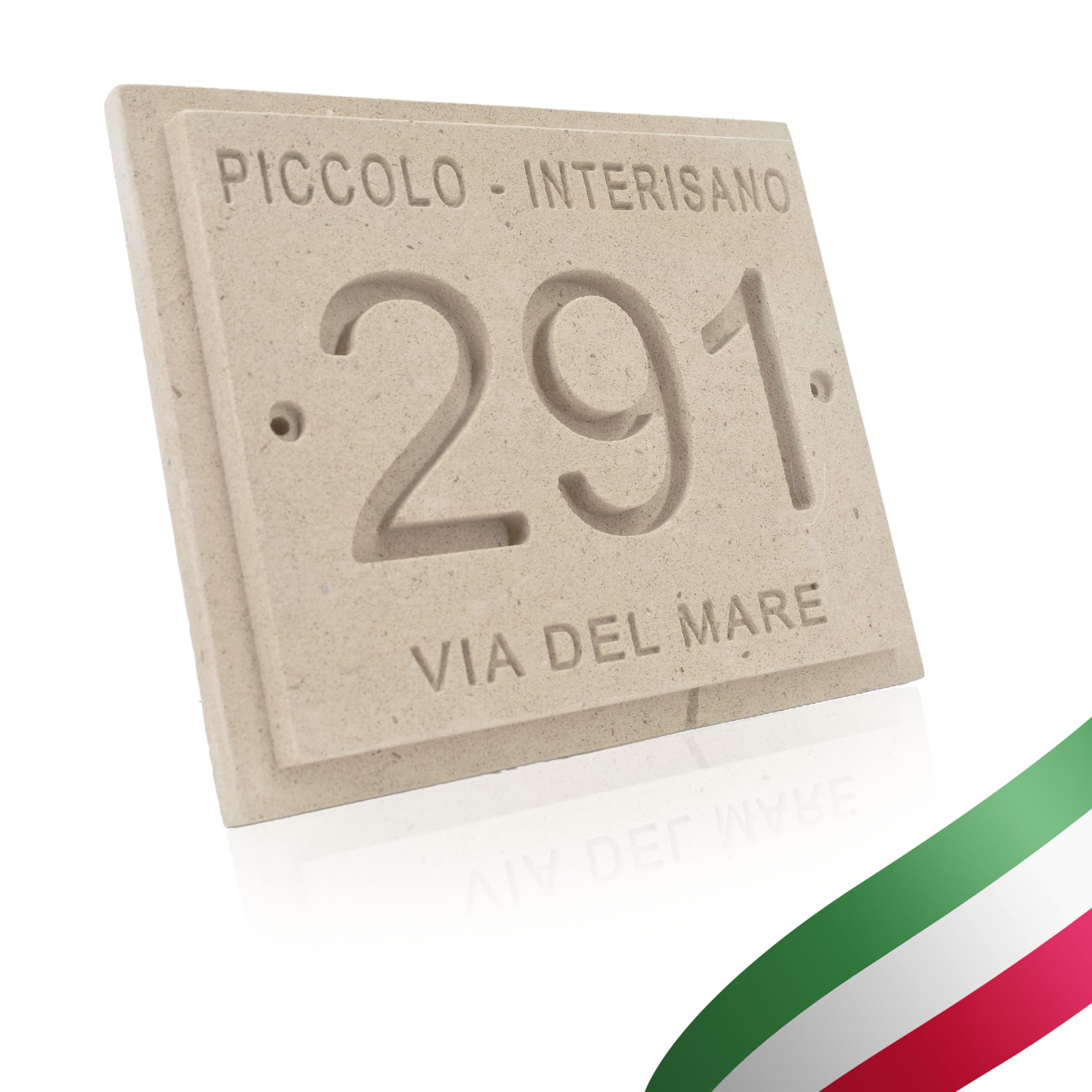 Numero civico esterno personalizzato inciso con nome della Via in Pietra Leccese misura 20x16cm numeri lettere da esterno targhetta cassetta postale campanello porta ingresso villa belle arti