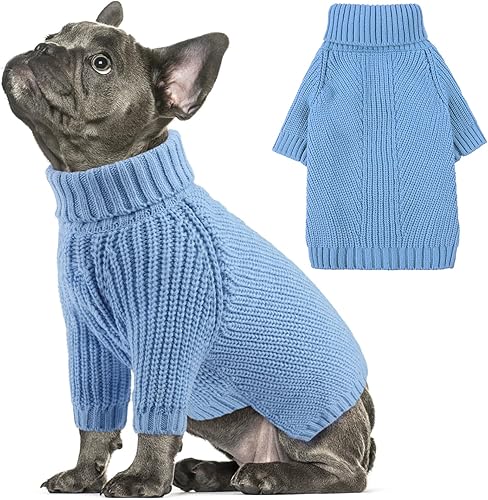 AOFITEE Suéter para perro, suéter de Navidad para perros medianos, niñas y niños, suéter de punto sólido para perro, suéter de cuello alto, suéter