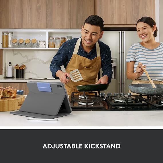 Logitech Rugged Folio Keyboard Case for iPad (10th gen & A16) with Smart Connector and Durable Spill-Proof Keyboard - Graphite