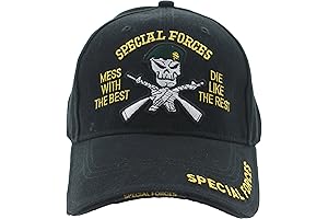 Deluxe Embroidered Adjustable Black Special Forces Hat Green Beret Special Ops Cap