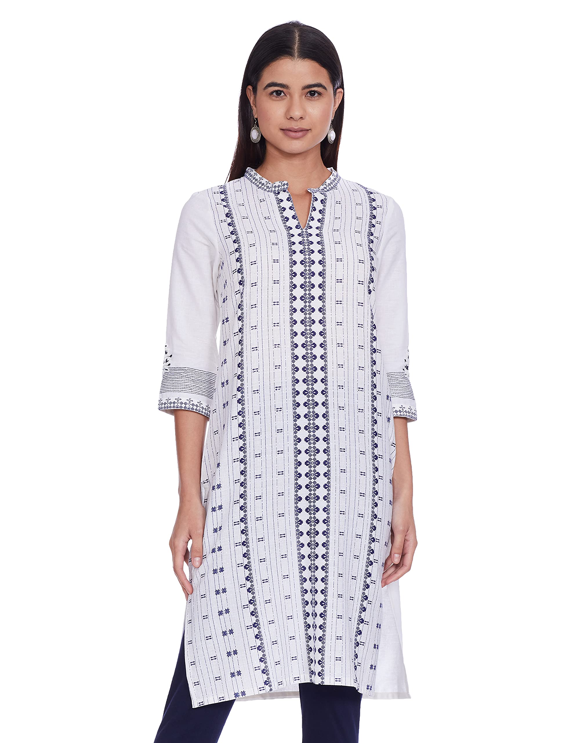 W for WomanEcru Printed Cambric Kurta