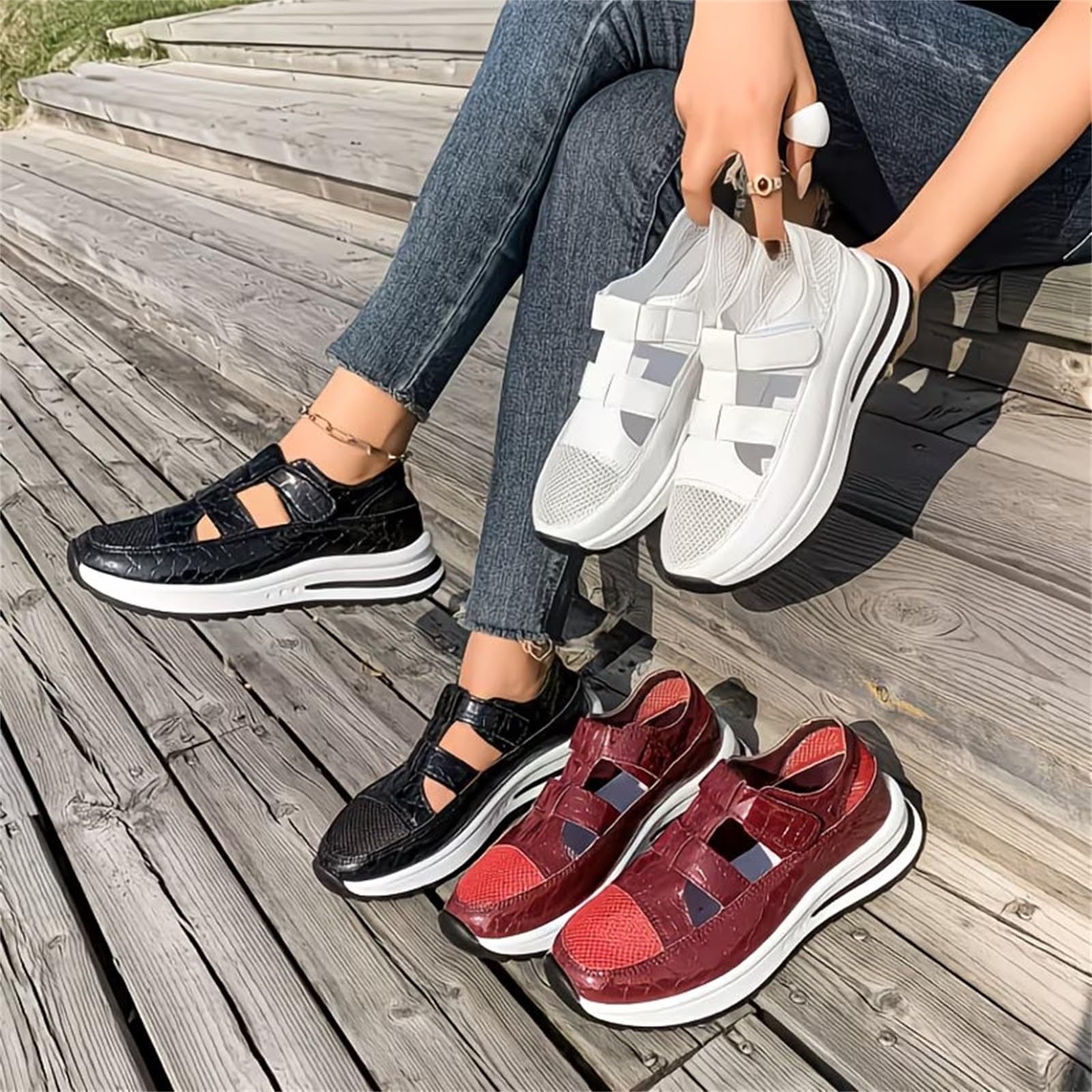 Zapatillas Confort Mujer Pie Ancho Zapatillas Blancas Zapatillas De Caminar Mujer Verano Sandalias Ortopedicas Mujeres Confort Sandalias Mujer Compensado Transpirable Deporte Senderismo Playa Danza