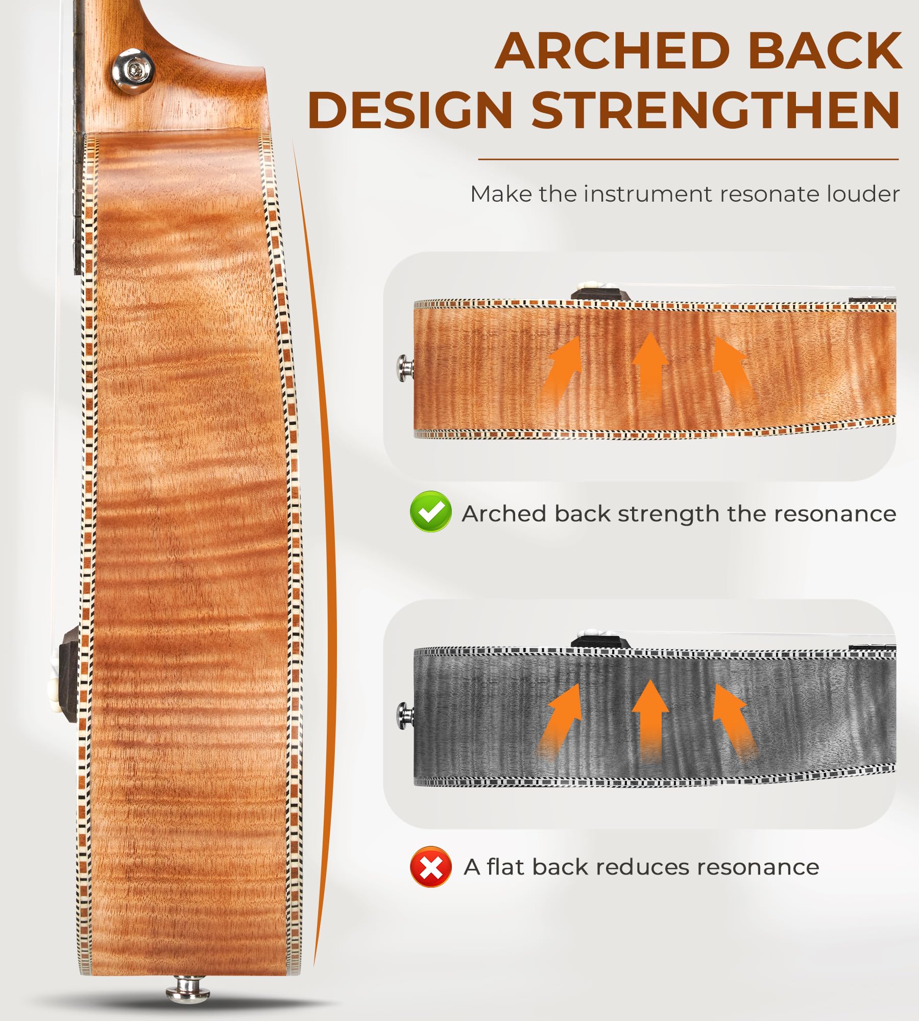 Ukulele Concert Mahogany Bundle 23 inch Ukelele for Beginners Adults Professional Four String Wooden Hawaiian Starter Uke Kit, Natrual Wood Color by Vangoa - Image 5