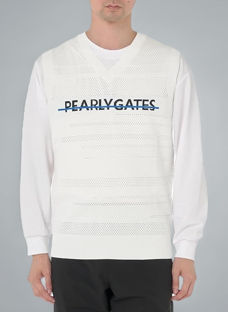 新品 パーリーゲイツ ゴルフ Vネックベスト/メンズ/4(M)/ホワイト