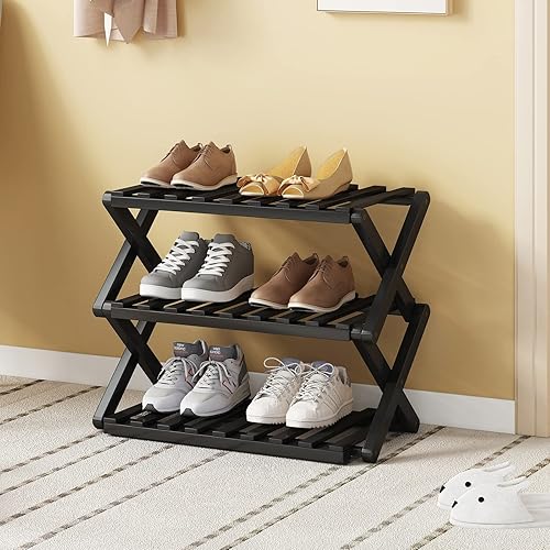 GTHFINE Zapatero giratorio de 5 niveles, zapatero plegable de bambú de varios niveles, estante de almacenamiento multifuncional para entrada,