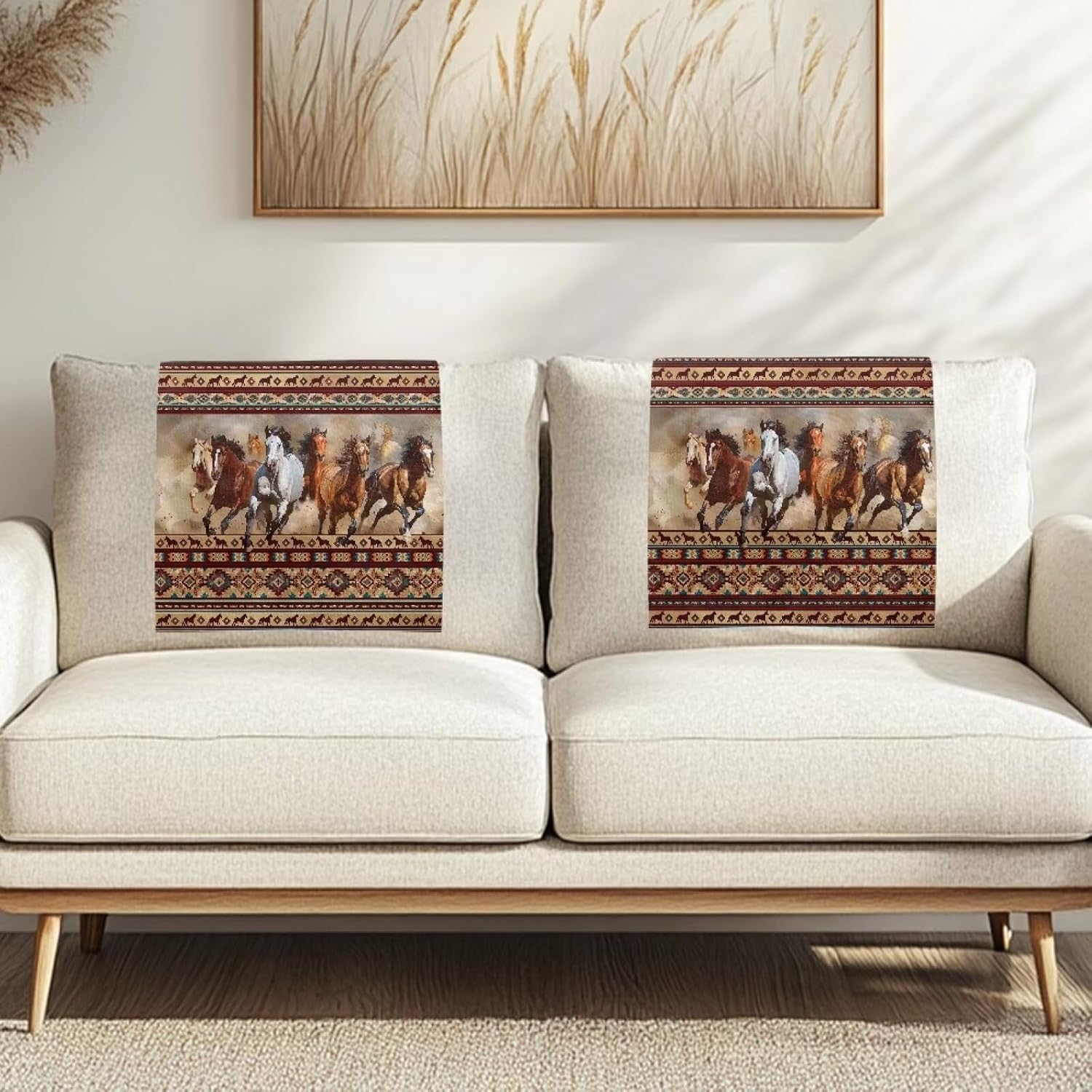 Horse Recliner Headrest Protector Cover 2 Pieces Washable Furniture Headrest Protector for Office Chair Theater Seat and Sofa