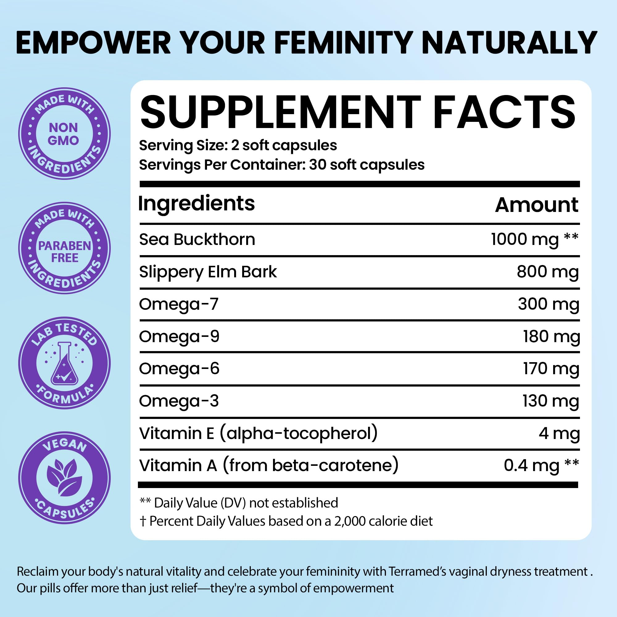 Hydro Gyn Vaginal Moisturizer Pills | Slippery Elm for Women Formulated to Support Healthy Moisture, Mood & Relaxation | Feminine Care Oral Capsules for Vaginal Dryness, ph Balance 60 Capsules