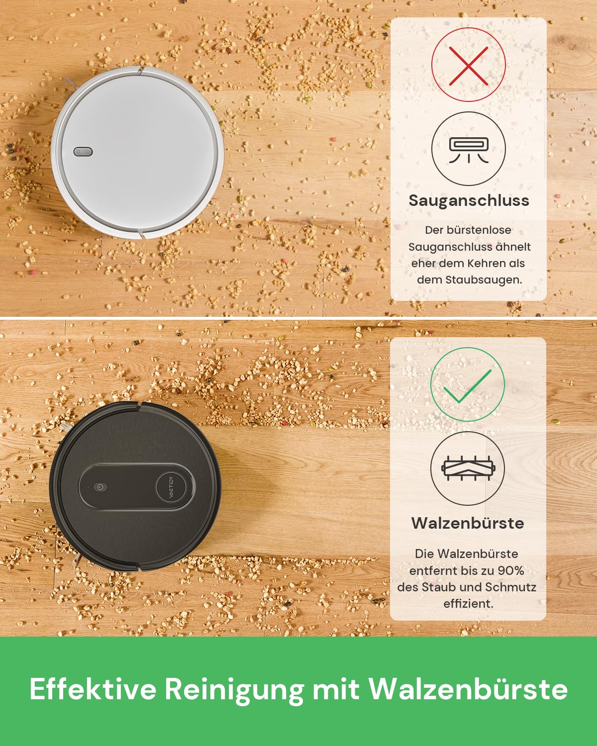 Vactidy Nimble T7 Saugroboter mit Wischfunktion mit 2800Pa Saugkraft, Wischroboter mit 120Min Laufzeit, Staubsauger Roboter mit Wischfunktion mit Alexa&App&Siri Steuerung für Tierhaare/Teppich