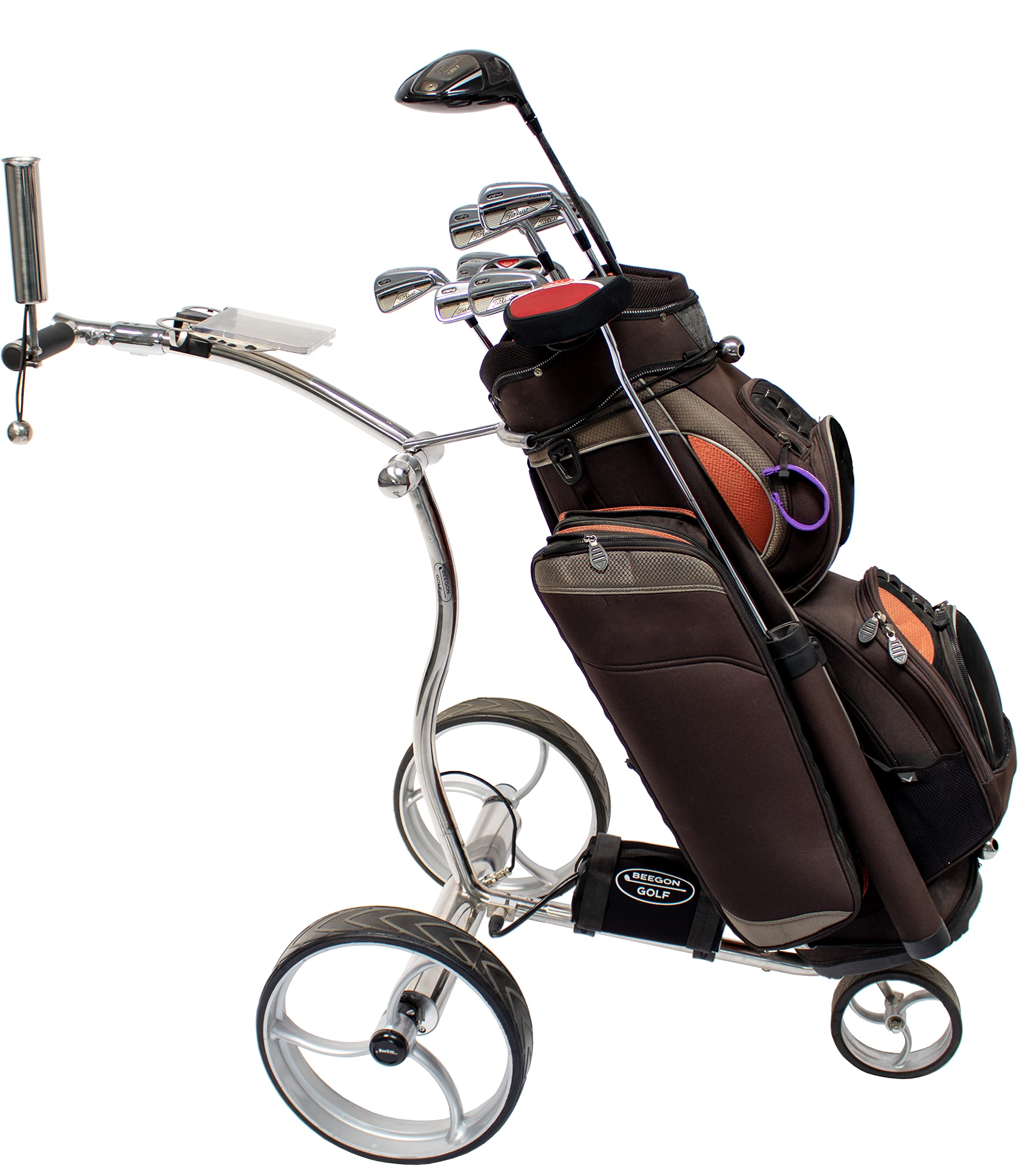 BeeGon Golf Elektro-Golftrolley GT-ES900 Pro Edelstahl mit 10Ah Lithium-Akku & Zubehör