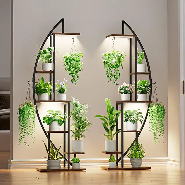 BACEKOLL 6-Tier Plant Stand with Grow Lights - Terrarium with Stand for Indoor Plants