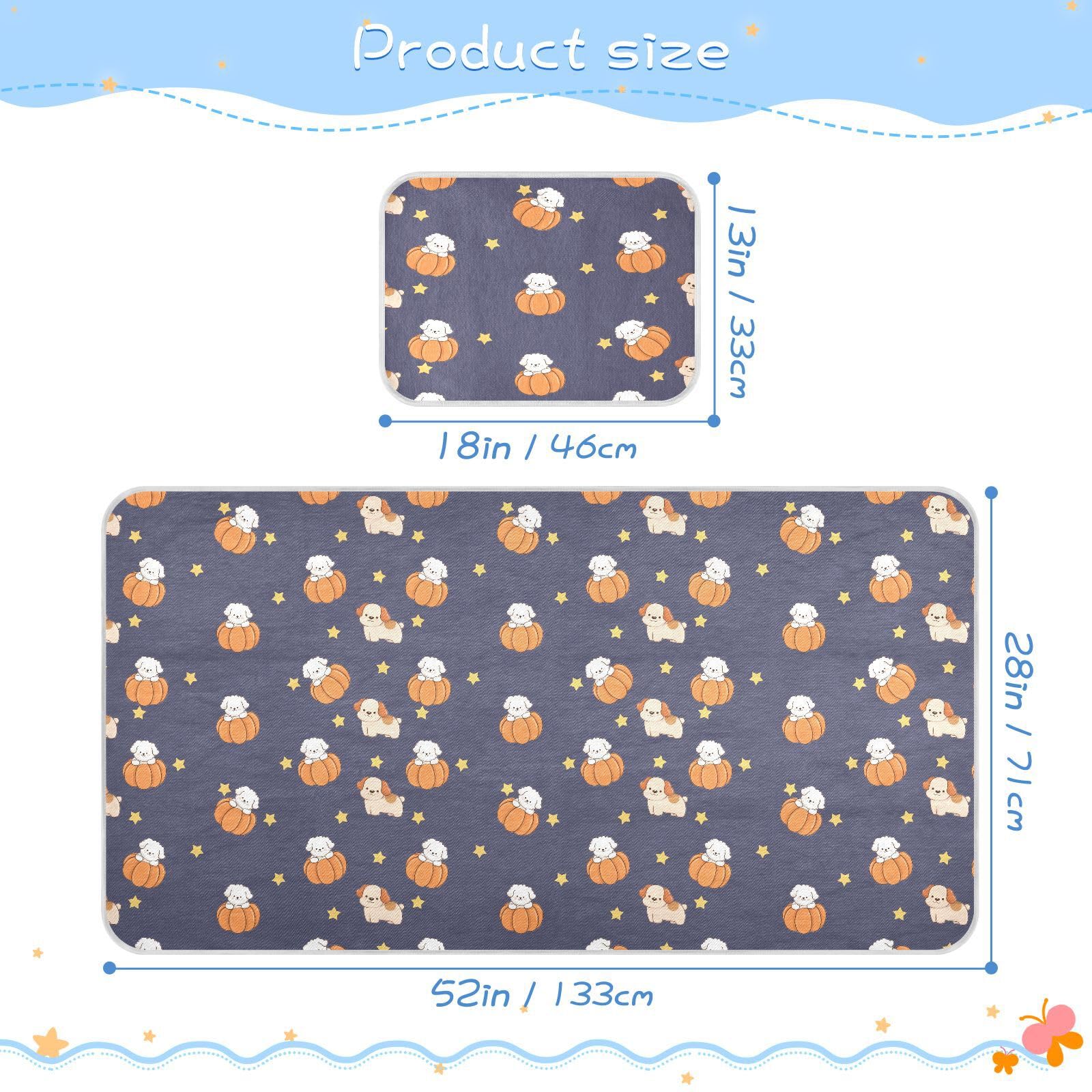 Bolaz Summer Sleeping Bed Pad, Star and White Dogs Cooling Mattress Set Breathable Bed Mat Ice Silk Mat + Pillow Cover for Toddler Boys Girls