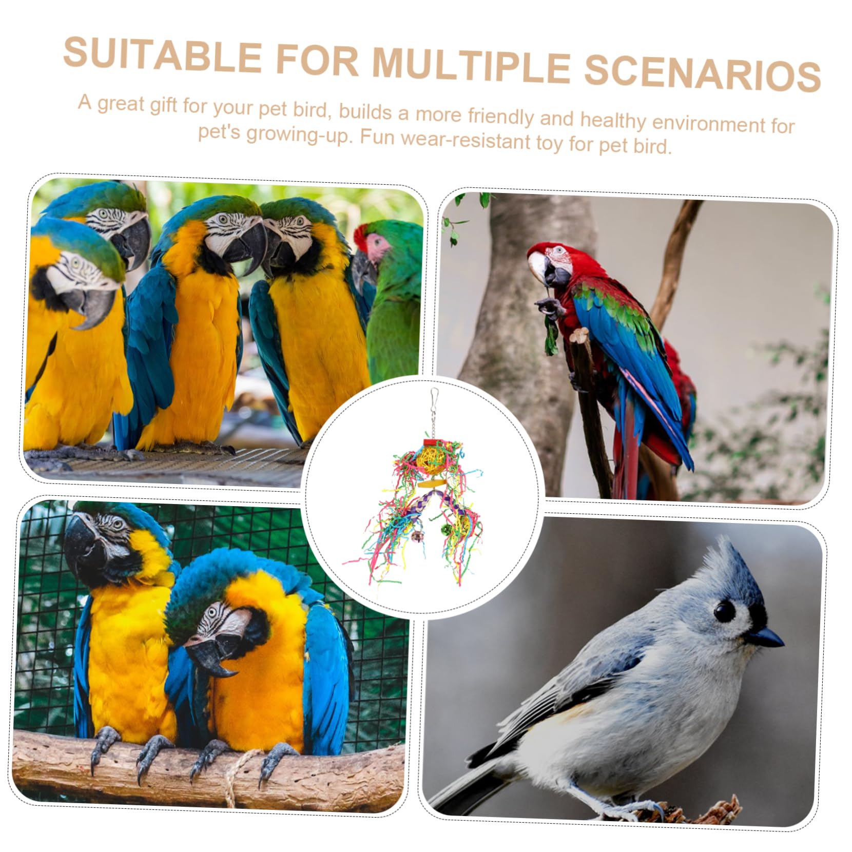 POPETPOP 2ensembles Jouets à Mâcher pour Perroquets Accessoires Suspendus pour Cage à Oiseaux Stimule Activité Physique Oiseaux
